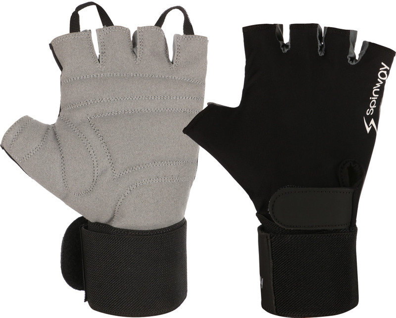 spinway Polyster Mesh Towel fabric with SBR Weight Lifting For Men|Padding Strong inserts Gym & Fitness Gloves(Black, Grey)