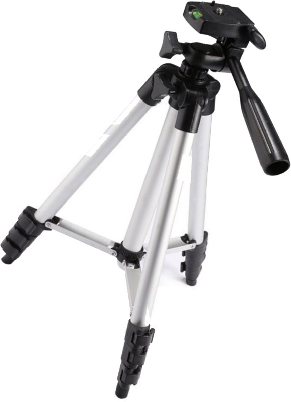 BIRATTY Tripod with Mobile Clip Holder Bracket Standwith 3D Head & Quick Release Plate Tripod(Silver, Supports Up to 1000 g)
