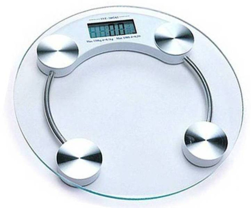 Zelenor Personal bathroom Weight Machine 8mm Thick Round Transparent Glass (2003A) Weighing Scale(White)