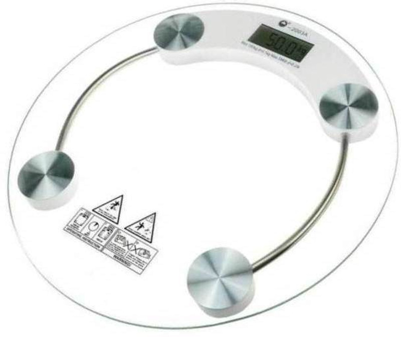 Zelenor Personal Weight Machine 8mm Thick Round Transparent Glass (2003A5) Weighing Scale(White)