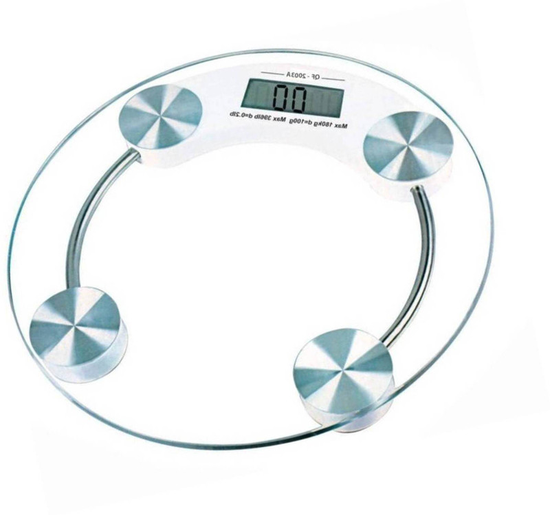 Zelenor Personal Weight Machine 8mm Thick Round Transparent Glass (2003A) Weighing Scale(White)