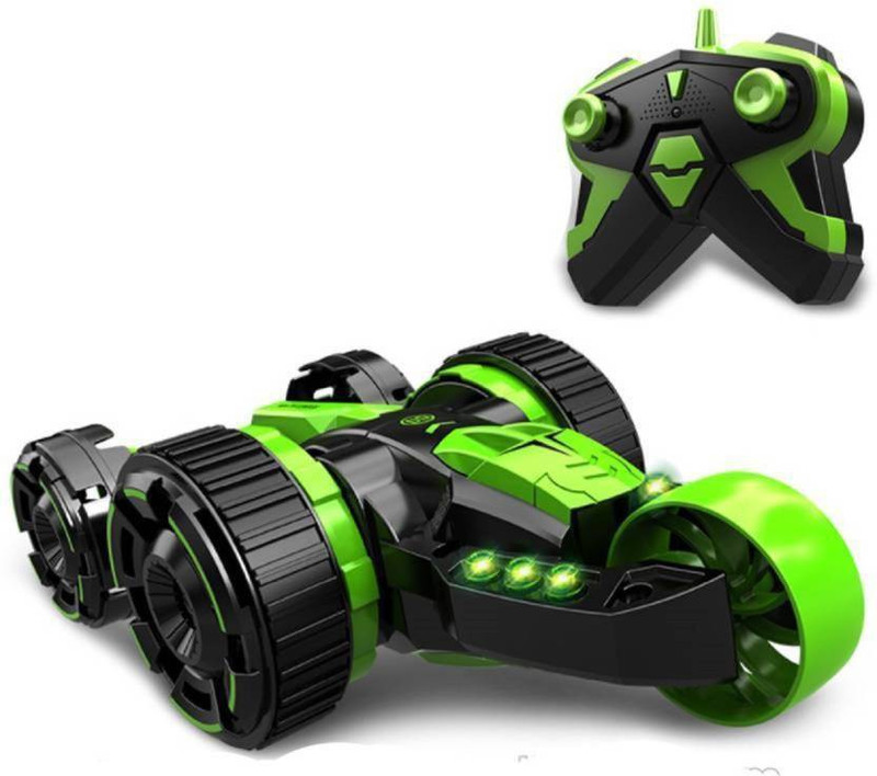 infinite 5 Round LED Light 360 degree 5 Rounds Stunt Remote Control Double-side Car (Green)(Green)