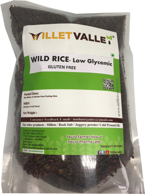 millet valley WILD RICE - LOW GLYCEMIC - DIABETIC FRIENDLY Brown Wild Rice (Medium Grain, Parboiled)(1800 g)