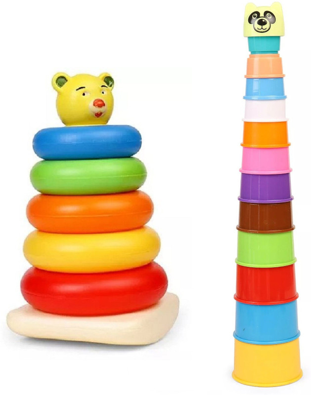 Nabhya Combo Pack Of Terry Ring And Stacking Cup Set Preschool Toy Educational(Multicolor)
