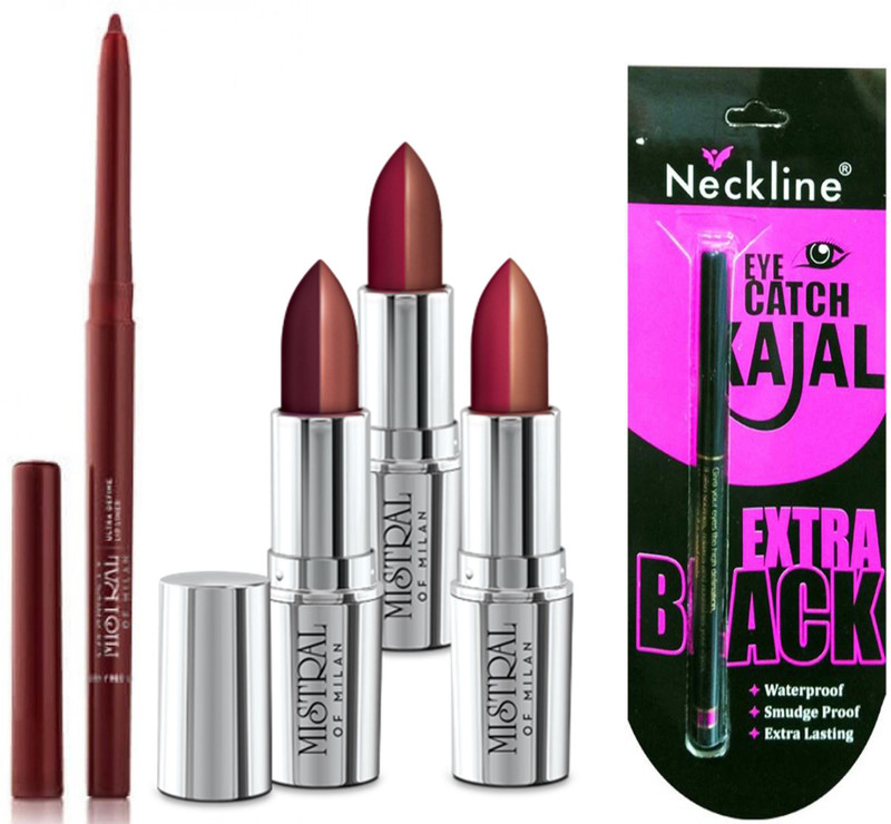 mistral of milan DUAL TONE LIPSTICK AND LIP LINER WITH NACKLINE KAJAL(5 Items in the set)