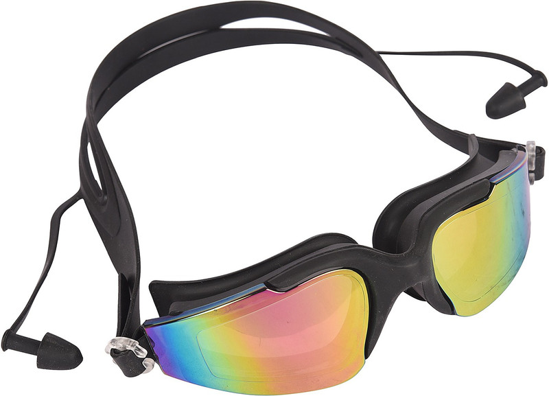 ArrowMax ELECTROPLATING MIRROR WITH ATTACHED EARPLUGS ( ASG-9200 / BLACK) BY ONESHOTRETAIL Swimming Goggles(Black)