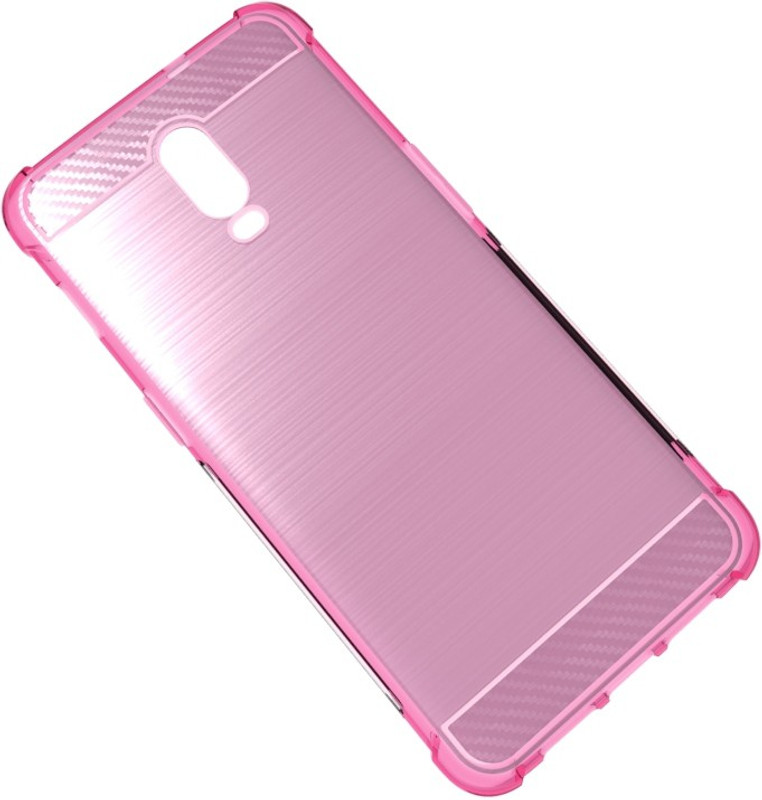 noorm Back Cover for NewStyle Carbon Fiber Cover Soft TPU Brushed case for Oneplus 6(Transparent Pink Color, Grip Case, Silicon)