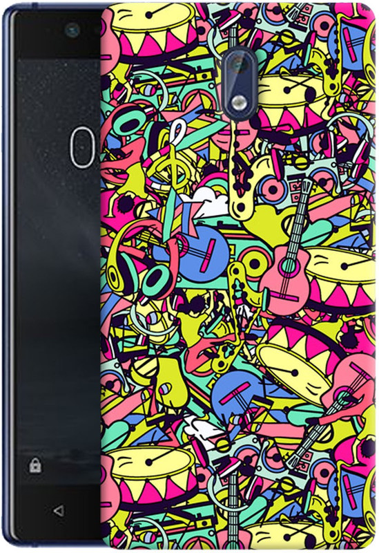polymol Back Cover for Nokia 3(drums guitar and everything doodle, Hard Case)