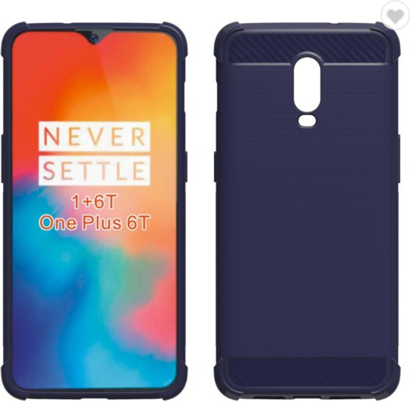 noorm Back Cover for NewStyle Carbon Fiber Cover Soft TPU Brushed case for Oneplus 6(Navy Blue, Grip Case, Silicon)