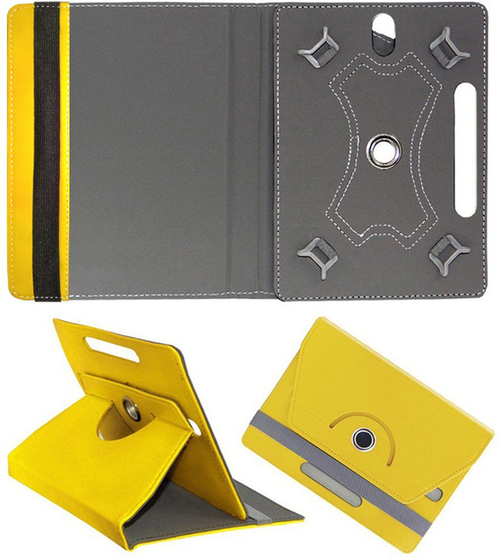 Cutesy Flip Cover for Micromax Canvas Tab P480 (8 GB, Wi-Fi+3G)(Yellow, Cases with Holder)