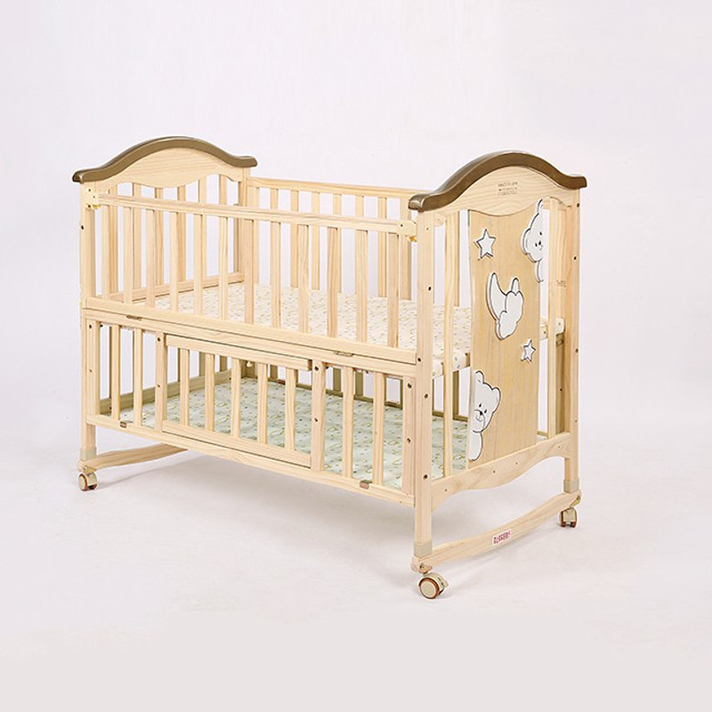 Buy BabyTeddy 9 in 1 Forest Theme Baby Crib Wooden Cot with Bedding Set and Mosquito Net Gold Online at desertcartUAE