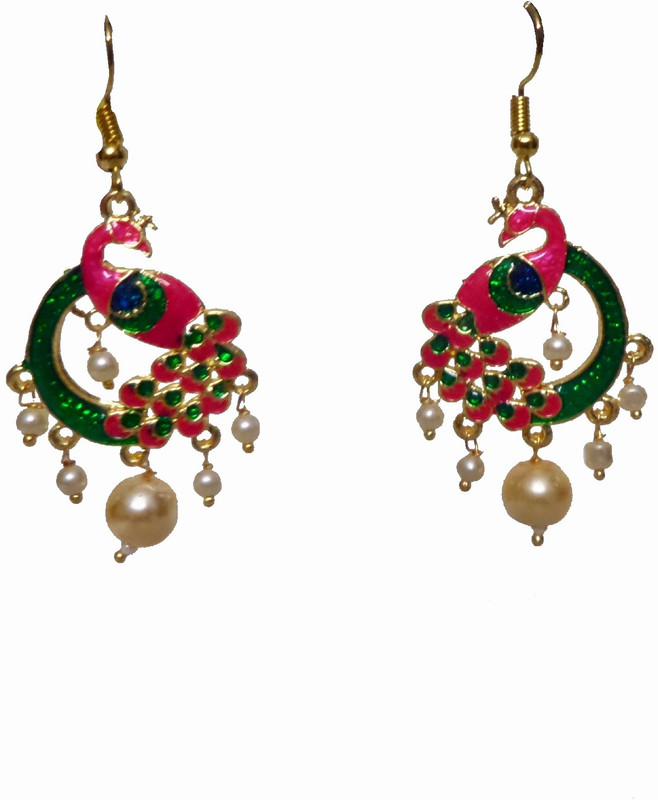 mona decor PEACOCK EARRING Brass Drops & Danglers