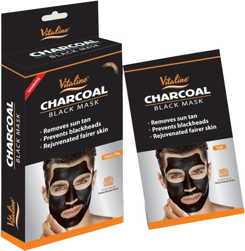 vitaline CHARCOAL BLACK MASK FOR MEN(45 ml)
