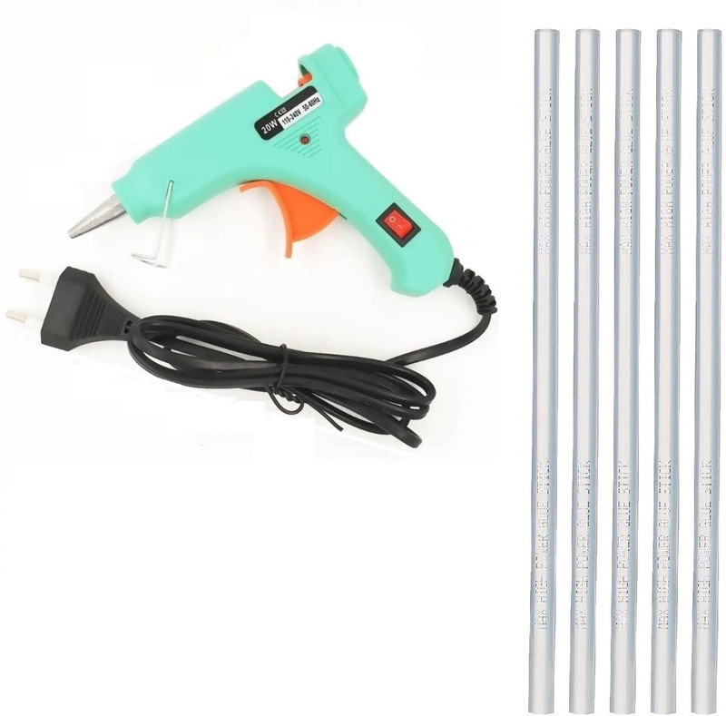 bandook 20W With 05 Glue Sticks Hot Melt Glue Gun Turqoise Color With Power Indicator For Art and Crafts , Diy , Kirigami , Paper , PCB , Plush Toys , Crafts , Wood , Box Standard Temperature Corded Glue Gun (07 mm) Standard Temperature Corded Glue Gun(7 mm)