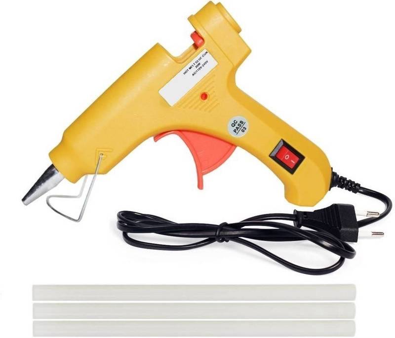 fixum 20 Watt yellow Hot Melt Glue Gun With 03 Sticks For Wood , Box Standard Temperature Corded Glue Gun (07 mm) Standard Temperature Corded Glue Gun(7 mm)