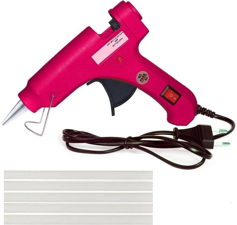 stickum 20 Watt pink hot melt glue gun With 05 Glue Sticks For Art and Crafts , Diy , Kirigami , Paper , PCB , Plush Toys , Crafts , Wood , Box Standard Temperature Corded Glue Gun (07 mm) Standard Temperature Corded Glue Gun(7 mm)