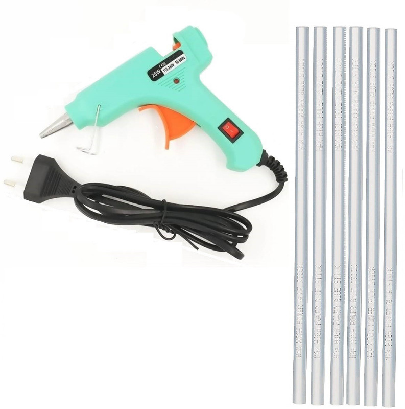 bandook 20W With 06 Glue Sticks Hot Melt Glue Gun Turqoise Color With Power Indicator For Art and Crafts , Diy , Kirigami , Paper , PCB , Plush Toys , Crafts , Wood , Box Standard Temperature Corded Glue Gun (07 mm) Standard Temperature Corded Glue Gun(7 mm)