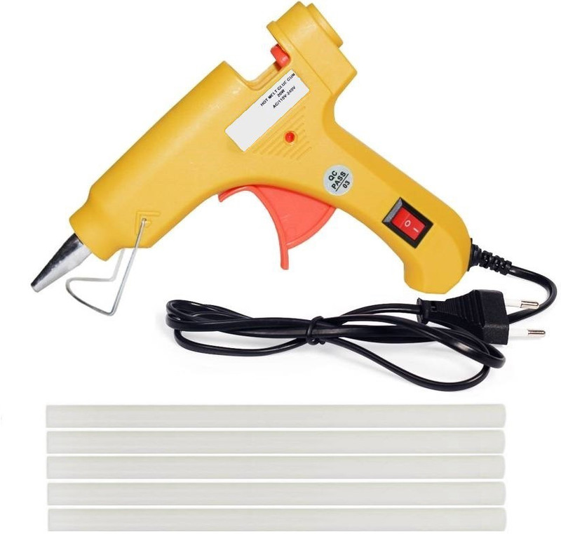 fixum 20 Watt yellow Hot Melt Glue Gun With 05 Sticks For Wood , Box Standard Temperature Corded Glue Gun (07 mm) Standard Temperature Corded Glue Gun(7 mm)