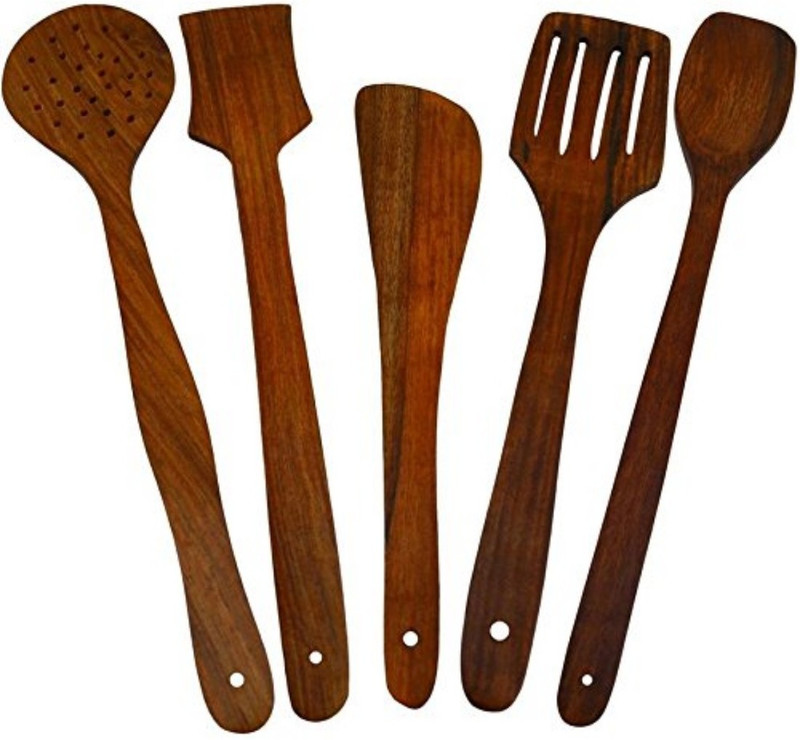sri balajee SBB-FURNITURE-004 Wooden Handmade Kitchen Spoon Set Brown Kitchen Tool Set(Brown)