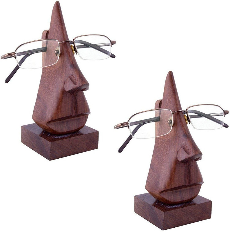 sri balajee Handmade Wooden Nose Shaped Spectacle Specs Eyeglass Holder Stand, Set of 2 Decorative Showpiece  -  6 cm(Wood)