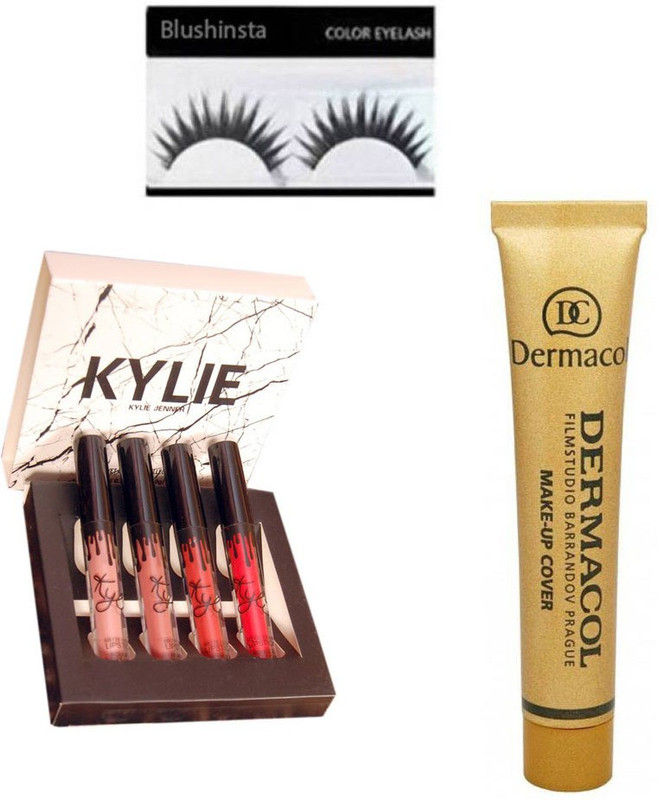blushinsta kylie liquid lipstick, dermacol, eyelashes(3 Items in the set)