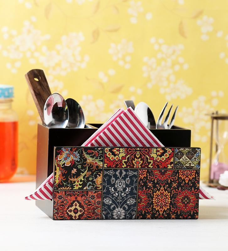 Reinvention Factory Empty Cutlery Box Case(Blackish Brown Holds 4 Pieces)