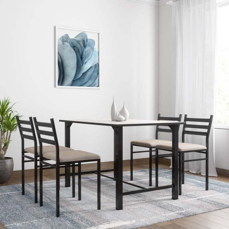 steelwell DINNING/001 Metal 4 Seater Dining Set(Finish Color - BLACK)