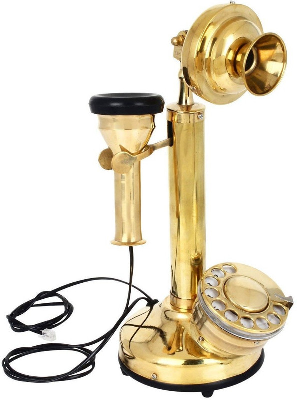 sri balajee Brass Antique Style Candlestick Brass Telephone Decorative Showpiece  -  10 cm(Brass)