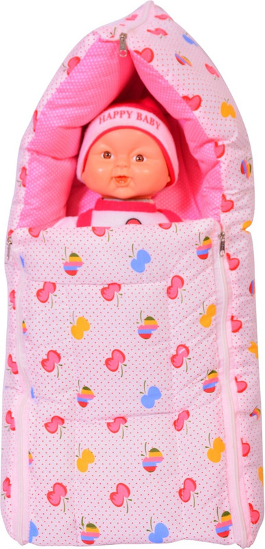 notum 3 In 1 Cotton Bed Cum Baby 0-8 Months,pink white apple print Sleeping Bag(Pink)