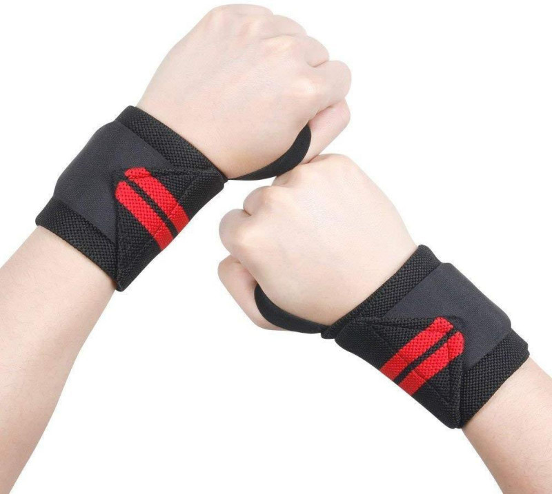 sbr fitness Weight Lifting Training Gym Straps With Thumb Wrist Support(Black, Red)