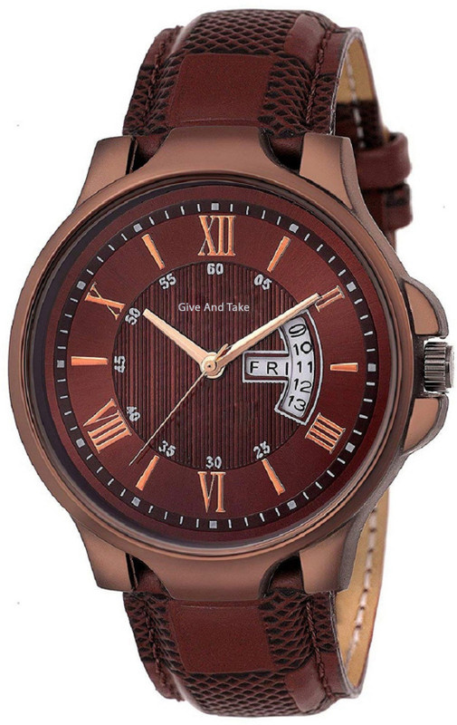 give and take (GAT-1001DD)Brown Day and Date Unique New Watch - For Men Brown Day and Date Unique New Watch - For Men best watches day and date Hybrid Smartwatch Watch  - For Men