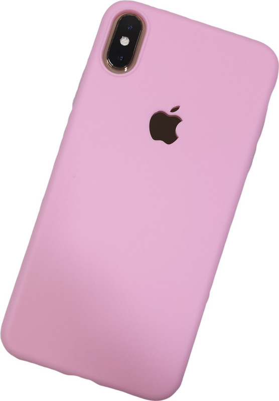 midkart Back Cover for iPhone XS MAX 6.5 Inch Matte Baby Pink Logo Cut Soft Silicone Hybrid Case, Camera Lens Protection(light pink, Shock Proof)