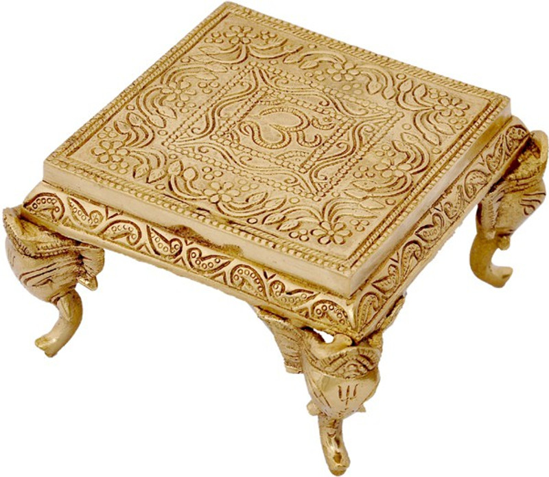 skeyaa Brass All Purpose Chowki(Gold, Pack of 1)
