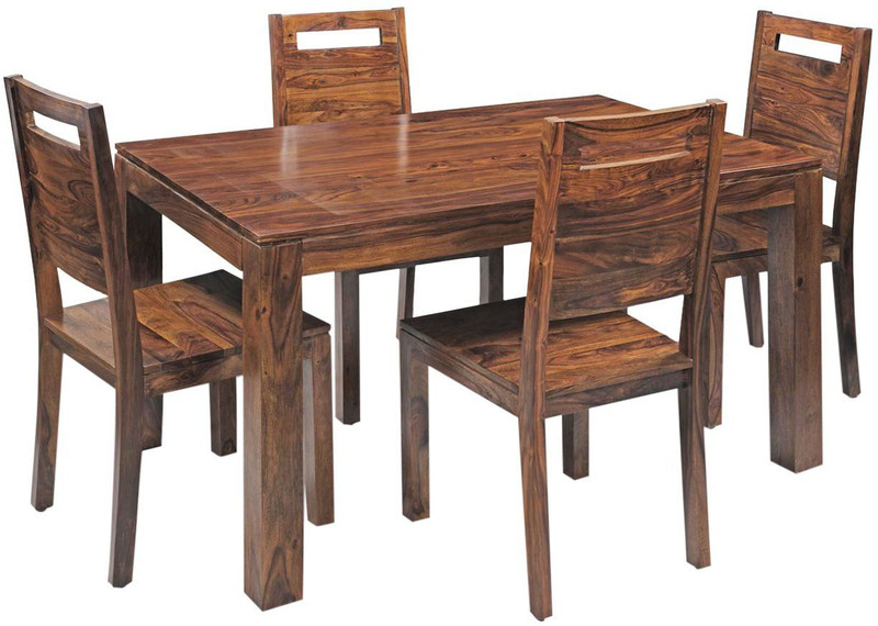 great ishwar GI1001 Solid Wood 4 Seater Dining Set(Finish Color - Brown Honey)