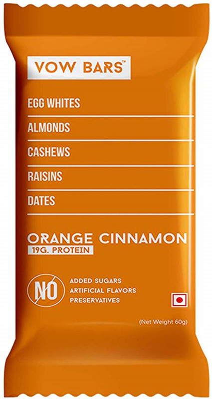 vow bars ORANGE CINNAMON, 19 Grams Protein INDIA'S healthiest Protein Bars, Pack of 6 Protein Bars(60 g, ORANGE CINNAMON)