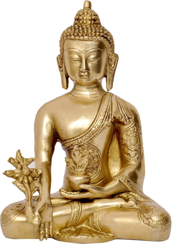 skeyaa Buddha Idol Decorative Showpiece  -  22 cm(Brass)