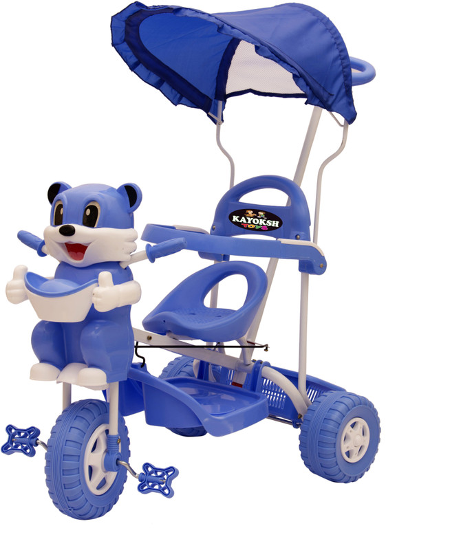 kayoksh BABY TRICYCLE FOR KIDS WITH FRONT OR BACK BASKET WITH CANOPY AND PARENT HANDLE OR MUSICAL TRICYCLE BLUE COLOR KIDS TRICYCLE RECOMMENDED TRICYCLE FOR BABY GIRL OR TRICYCLE FOR BABY BOY OR TRICYCLE FOR TODDLER GIRL OR TRICYCLE FOR TODDLER BOY RECOMMENDED FOR TODDLER 1,2,3,4,5 YEAR CHILDREN TRI