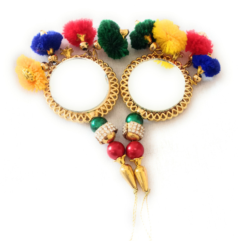 hangin latkan Hand made Work Ethnic Hanging Latkan (Multicolour) for Women PomPom Bell Tessel Blouse Saree,Lehenga Cotton Pompom new designer (Pack of 2) Brooch(Multicolor)