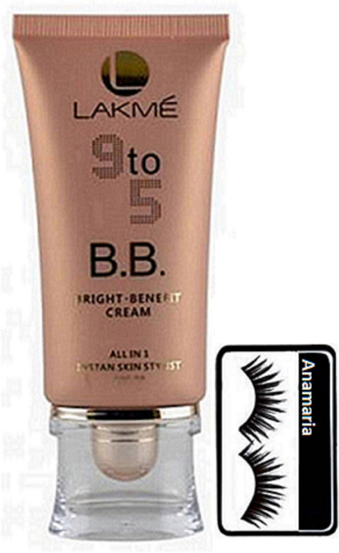anamaria Eyelashes & Lakme 9 to 5 BB Bright Benefit Cream(2 Items in the set)