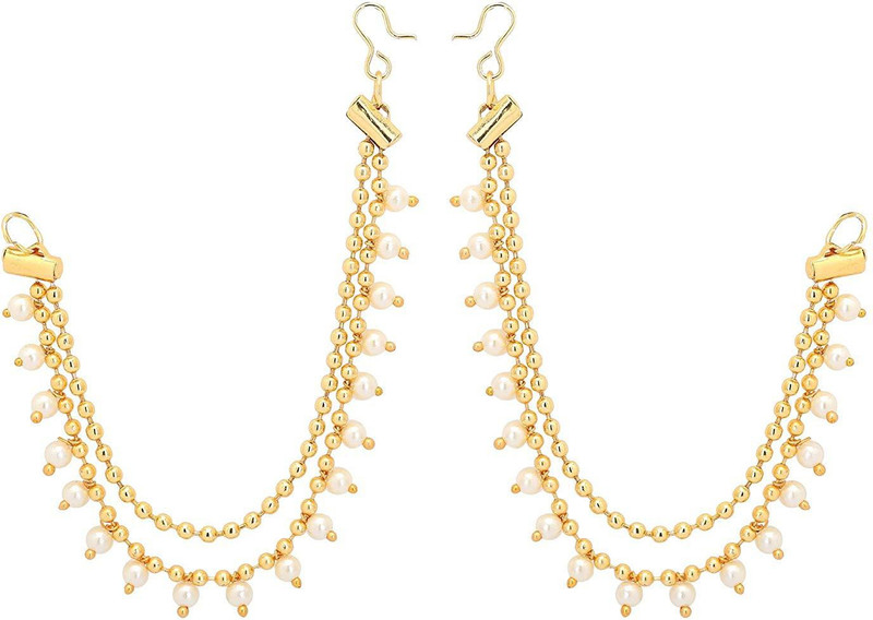 the fab Padma 2 layered pearl kaan chain/ear chain Pearl Alloy Ear Thread