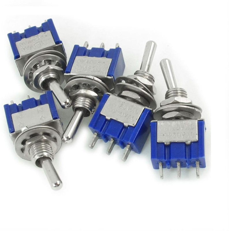 Technical hut 250V 3A Two Positions 3 Terminals Latching Miniature Toggle Switch (5 Pieces) Electronic Components Electronic Hobby Kit