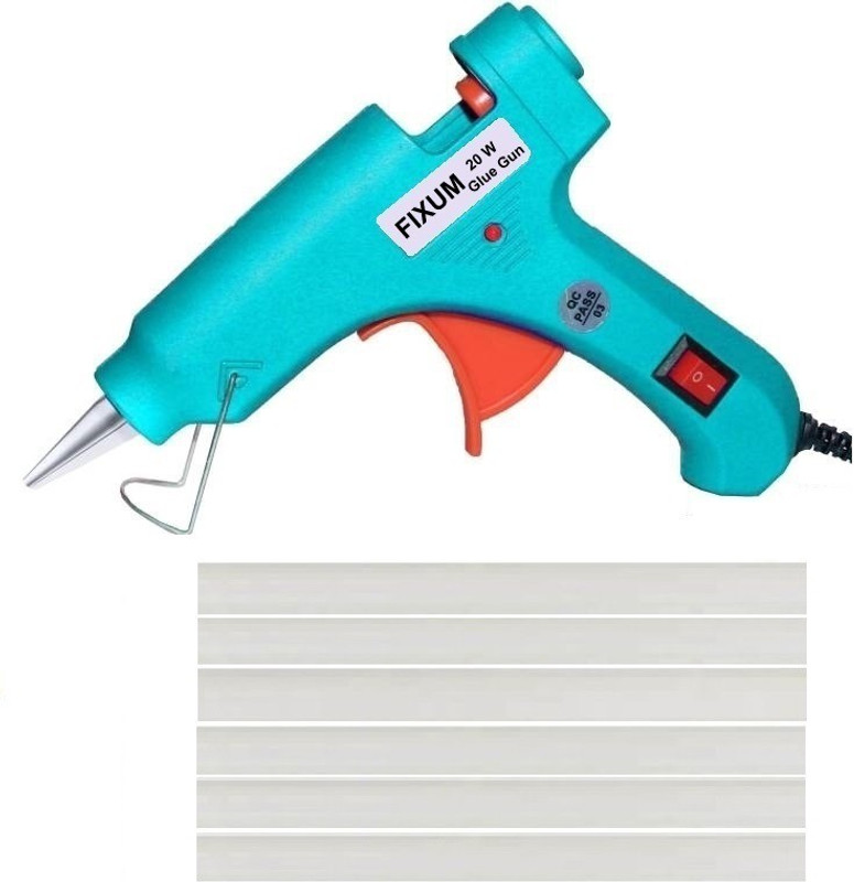 fixum 20 watt tourquoise glue gun with 6 sticks for paper,diy ,leather, fabric, wood, glass. (7 mm) Standard Temperature Corded Glue Gun(7 mm)