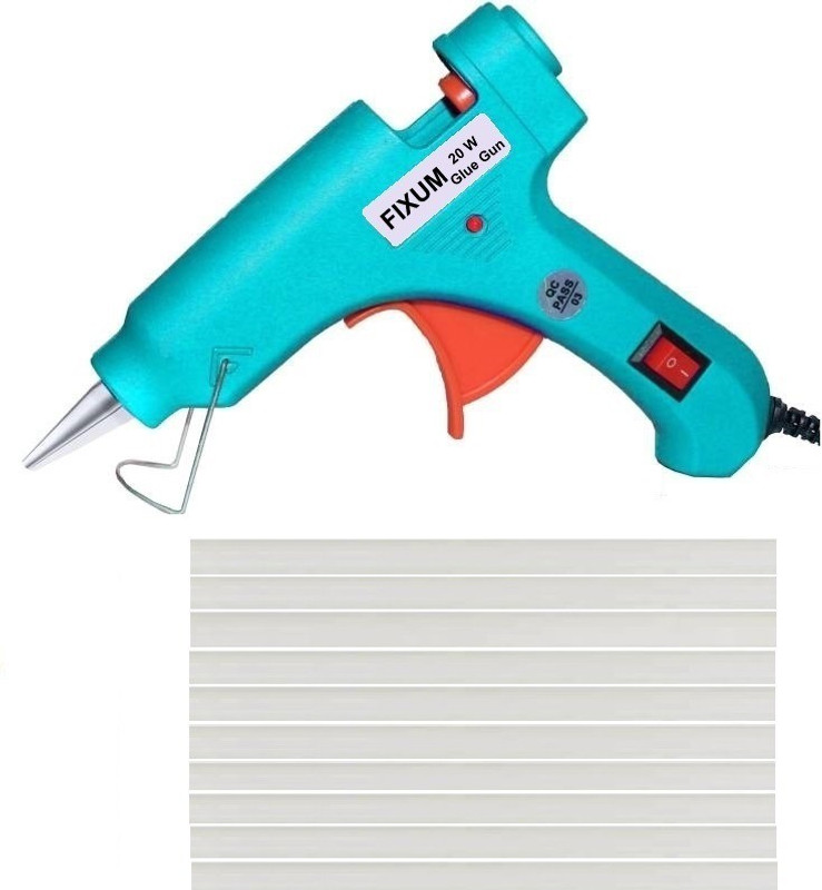 fixum 20 watt tourquoise glue gun with 10 sticks for paper,diy ,leather, fabric, wood, glass. (7 mm) Standard Temperature Corded Glue Gun(7 mm)