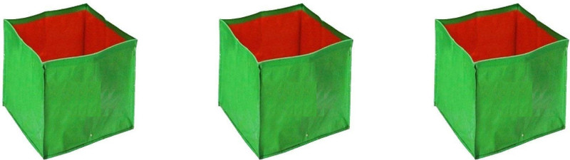 voolex Terrace Gardening HDPE Square Shaped Grow Bags for Vegetable, Flower Plants (12"x12"x12" Inches) - [30cms(L) X 30cms(B) X 30cms(H)] (250 GSM) - Pack of 3 Grow Bag