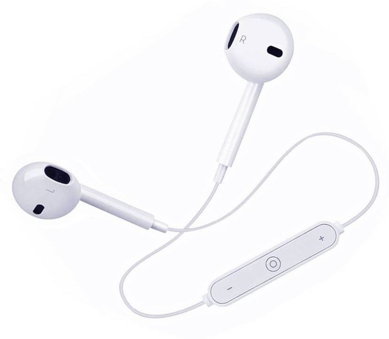 mobaccx Wireless Earphones Stereo Upgraded 6 Wireless ,Sweatproof Bluetooth Headset with Mic(White, In the Ear)