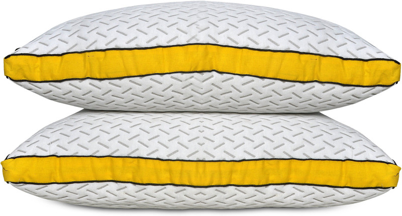 wellgreen pillow Pillow, Long checks, Double Piping Bed/Sleeping Pillow Pack of 2(White)