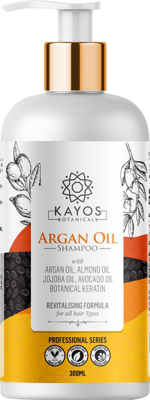 kayos botanicals Argan Oil Shampoo for Hair - No Sulfates No Parabens with Keratin for All Hair Types - 300mL(300 ml)