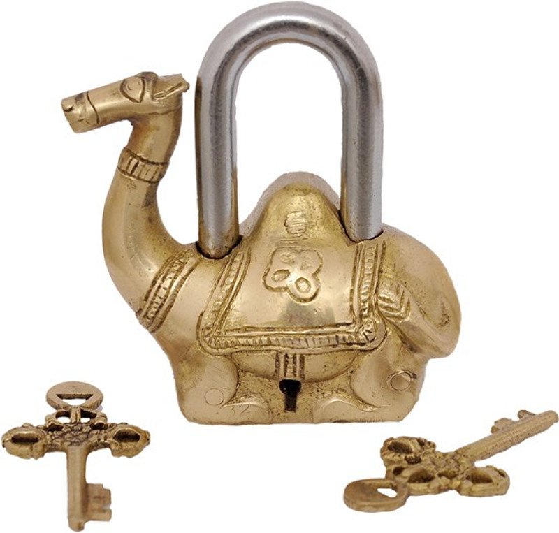 skeyaa Camel Shaped Brass Lock Decorative Showpiece  -  11.8 cm(Brass, Gold)