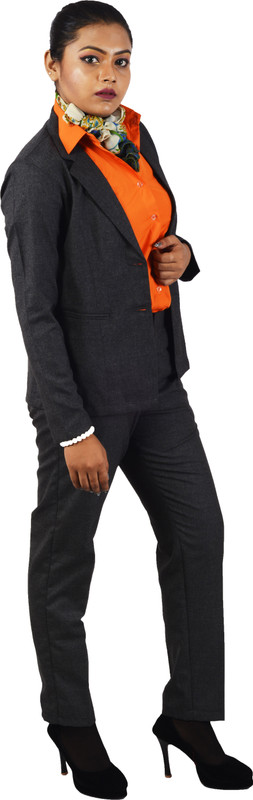 v2uniforms Charcoal Grey Formal Ladies Suit Solid Women Suit