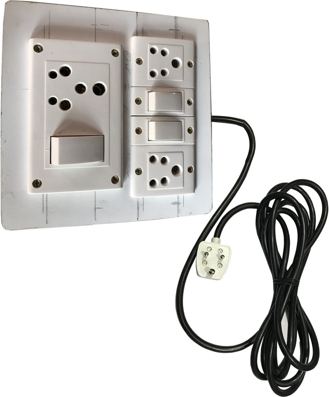 Hiken Electric Extension Wooden Board( 2 5A,1 15A) 3Meteres Wire 2 Socket Surge Protector(White)